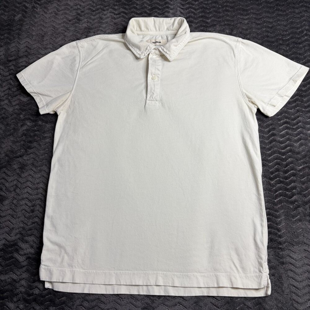 Buck Mason natural Venice Wash Sueded Cotton Polo Mens Size M Short Sleeve